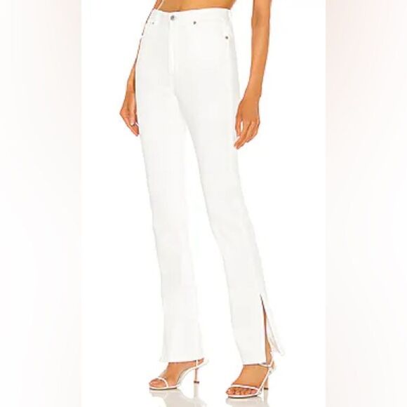 REVOLVE Something Navy Nina Denim Pants with Slit in White Flaws 6 - Picture 1 of 10